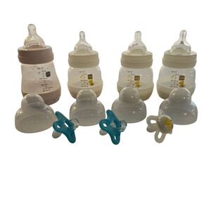 MAM Easy Start Anti-Colic Baby Bottles 3, 4 oz1, 5 oz 3 Pacifiers Set Pink Cream